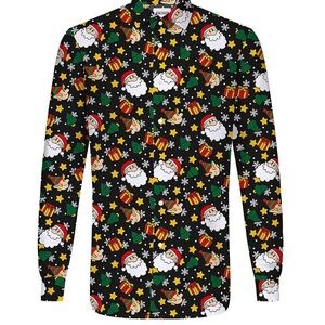Festive Santa Print Men's Shirt